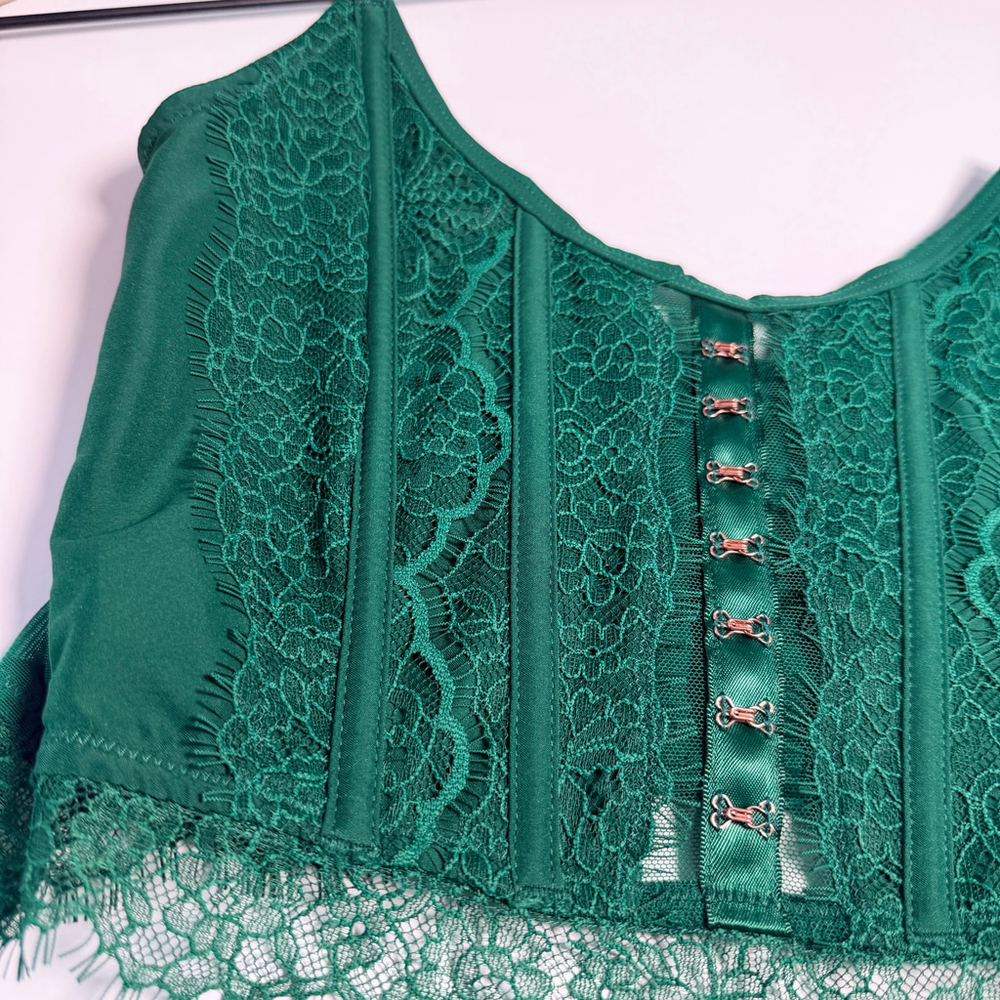 Women's Victoria's Secret Dream Angels Green Lace Bra 32B Corset Strapless NEW - Picture 5 of 5